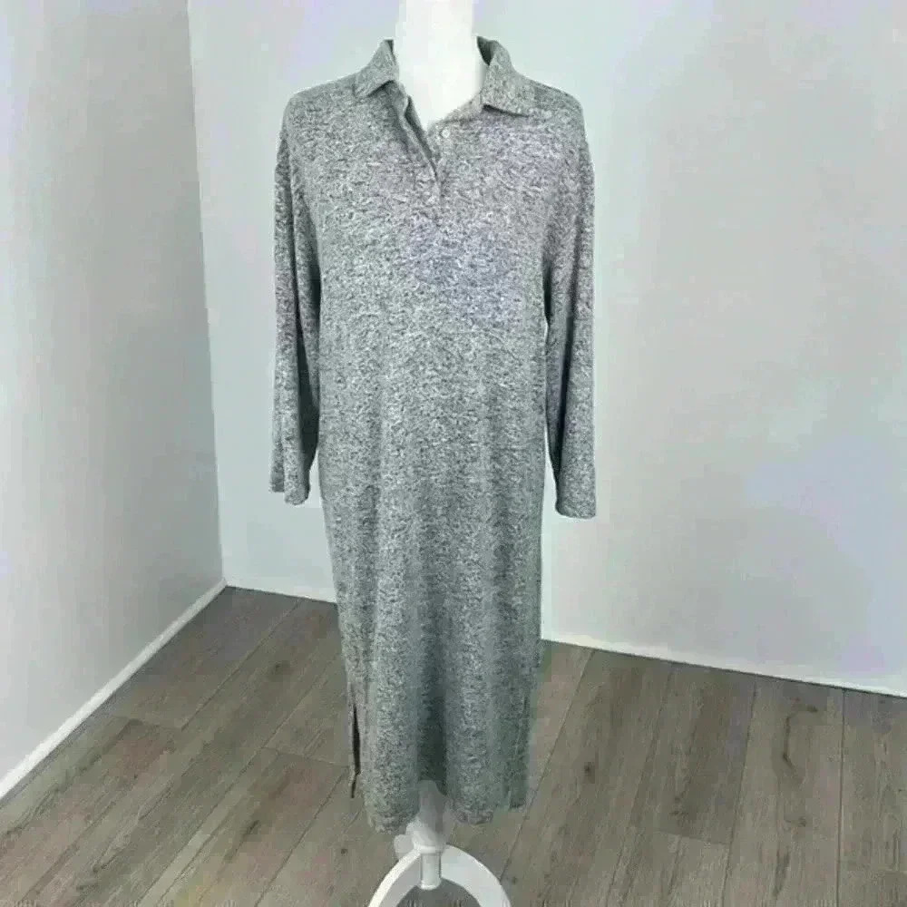 H&M Basics Grey Collared Dress Size Small
